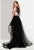 Terani Couture - 1713P2794 Illusion Floral High-Low Gown in Black and Multi-Color