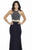 Jolene Collection - 17140 Two Piece Rich Beaded Halter Gown In Blue and Silver