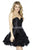 Jolene Collection - 17147 Strapless Fringe Ornate A-Line Dress In Black