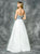 Colors Dress - 1714 Beaded Strapless Striped Satin Dress in White and Blue