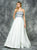 Colors Dress - 1714 Beaded Strapless Striped Satin Dress in White and Blue