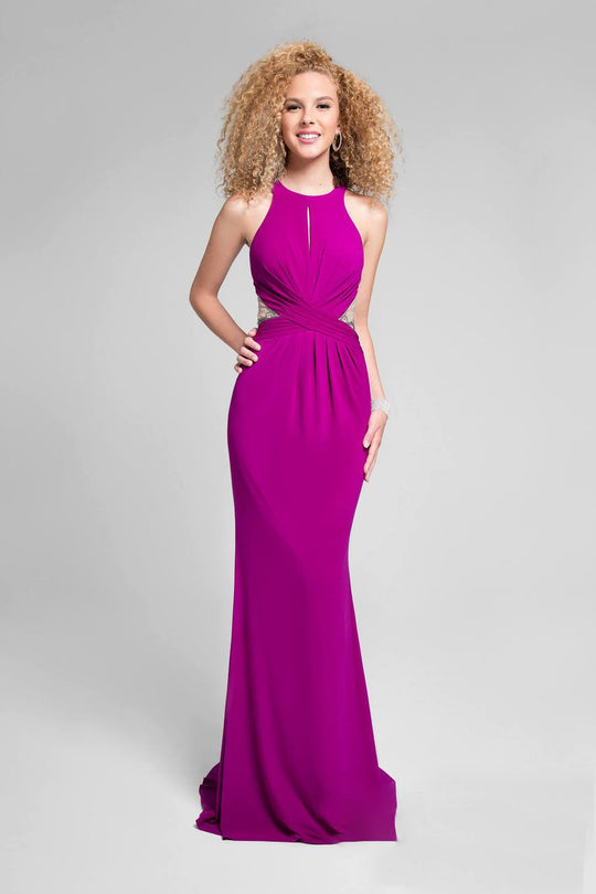 Terani Couture - Stylish Sleeveless Open Back Dress 1715P2977 in Purple