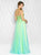 Colors Dress - 1715 Beaded Strapless Striped Chiffon Dress in Blue and Multi-color