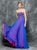 Colors Dress - 1715 Beaded Strapless Striped Chiffon Dress in Blue and Multi-color