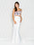 Colors Dress - 1716 Colorful Print Two-Piece Evening Gown in White