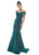 Ashley Lauren - 1716 Off Shoulder Glitter Metallic Scuba Evening Dress In Green