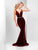 Clarisse - 3469 Plunging V-Neck Velvet Long Gown in Red