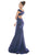 Ashley Lauren - 1716 Off Shoulder Glitter Metallic Scuba Evening Dress In Blue