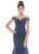 Ashley Lauren - 1716 Off Shoulder Glitter Metallic Scuba Evening Dress In Blue