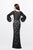 Primavera Couture - Sequined Bell Sleeves Contrast Illusion Sheath Gown  1717 in Neutral and Black