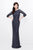 1719 Sheer Quarter Sleeve Embellished Evening Gown In Gray