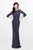 Primavera Couture - Sheer Quarter Sleeve Embellished Evening Gown 1719 in Gray