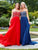 Clarisse - 3472 Strapless Paisley Motif Chiffon Gown in Blue and Red