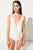 FALA White Deep-V Silk Bodysuit | FALA Justaucorps blanc en soie