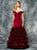 Colors Dress - 1720 Ruffled Off the Shoulder Satin Evening Dress in Red