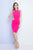 Terani Couture - 1721C4014 Split Shoulder Sheath Dress in Fuchsia