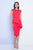 Terani Couture - 1721C4016 Asymmetrical Peplum Sheath Dress in Red