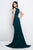 Terani Couture - 1721E4130 Ornate V-Neck Sheath Gown in Forest