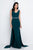 Terani Couture - 1721E4130 Ornate V-Neck Sheath Gown in Forest