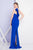 Terani Couture - 1721E4156 Asymmetric Neck Sheath Dress in Royal