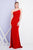 Terani Couture - 1721E4156 Asymmetric Neck Sheath Dress in Red