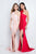 Terani Couture - 1721E4157 Floral Embellished One Shoulder Long Dress in Pink and Red