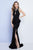 Terani Couture - 1721E4159 Ruffled Halter Neck Trumpet Dress in Black