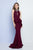 Terani Couture - 1721E4159 Ruffled Halter Neck Trumpet Dress in RedWine