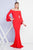 Terani Couture - 1721E4717 Off Shoulder Flounce Quarter Sleeves Dress in Red
