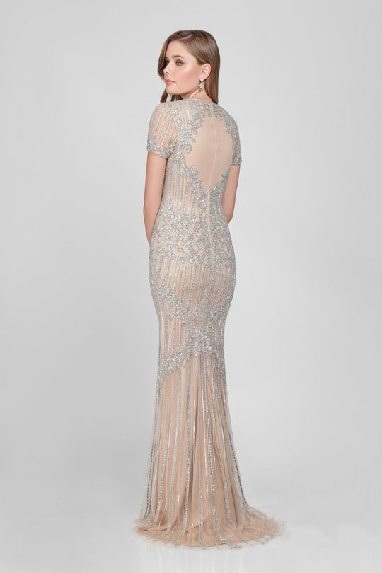 Terani Couture - Stunning Crystal Accented High Neck Mermaid Gown 1721GL4459 In Neutral