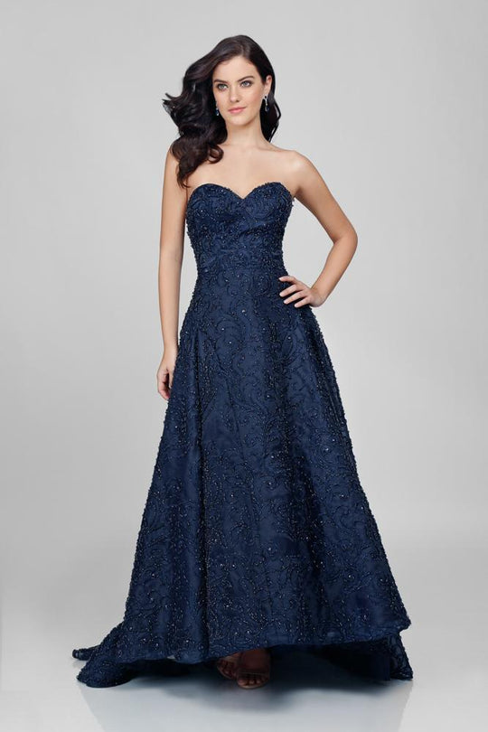 Terani Couture - 1721GL4460 Embellished Strapless Evening Gown in Blue