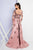 Terani Couture - 1721M4310 Sheered Long Sleeve Embellished Gown in Pink and Brown