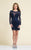 Dave & Johnny - 1721 Rosette Motif Long Sleeve Sheath Dress in Blue