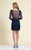 Dave & Johnny - 1721 Rosette Motif Long Sleeve Sheath Dress in Blue