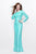 Primavera Couture - Beaded Long Sleeve Evening Gown 1721 in Green