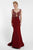 Terani Couture - 1721E4155 Modified V-Neck Trumpet Dress in Wine Nude