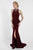 Terani Couture - 1721E4159 Ruffled Halter Neck Trumpet Dress in RedWine