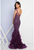 Terani Couture - 1721GL4421 Illusion Bateau Neck Trumpet Dress in aubergine