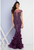 Terani Couture - 1721GL4421 Illusion Bateau Neck Trumpet Dress in aubergine