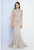 Terani Couture - 1721GL4446 Feathered High Neck Mermaid Dress in Pink