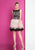 Terani Couture - 1721H4554 Illusion Bateau Feathered A-line Dress in Black and Pink
