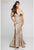 Terani Couture - 1721M4315 Embroidered Sweetheart Trumpet Dress in Neutral and Gold