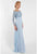 Terani Couture - 1721M4316 Illusion Off- Shoulder A-Line Evening Gown in Blue and Silver