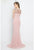 Terani Couture - 1721M4346 Ruched V-Neck Sheath Dress in Pink and Neutral