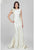 Terani Couture - 1721M4703 Laced Bateau Neck A-Line Dress in White and Gold
