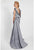 Terani Couture - 1721M4703 Laced Bateau Neck A-Line Dress in Silver