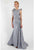 Terani Couture - 1721M4703 Laced Bateau Neck A-Line Dress in Silver