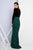 Terani Couture - 1722E4190 Long Sleeve V-Neck Evening Gown in Black and Green