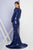 Terani Couture - 1722E4206 Sequined V-Neck Sheath Dress in Blue
