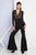 Terani Couture - 1722E4214 Laced Plunging V-Neckline Jumpsuit in Black